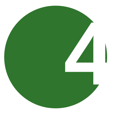 Weiße Zahl 4 in einem grünen Kreis.