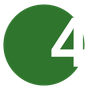 Weiße Zahl 4 in einem grünen Kreis.