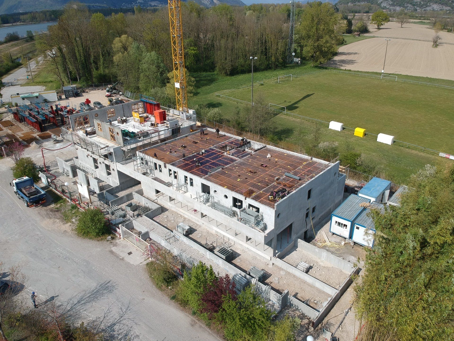 Réalisation d'un hôtel à Chanaz (73310), ouvrage en béton en cours