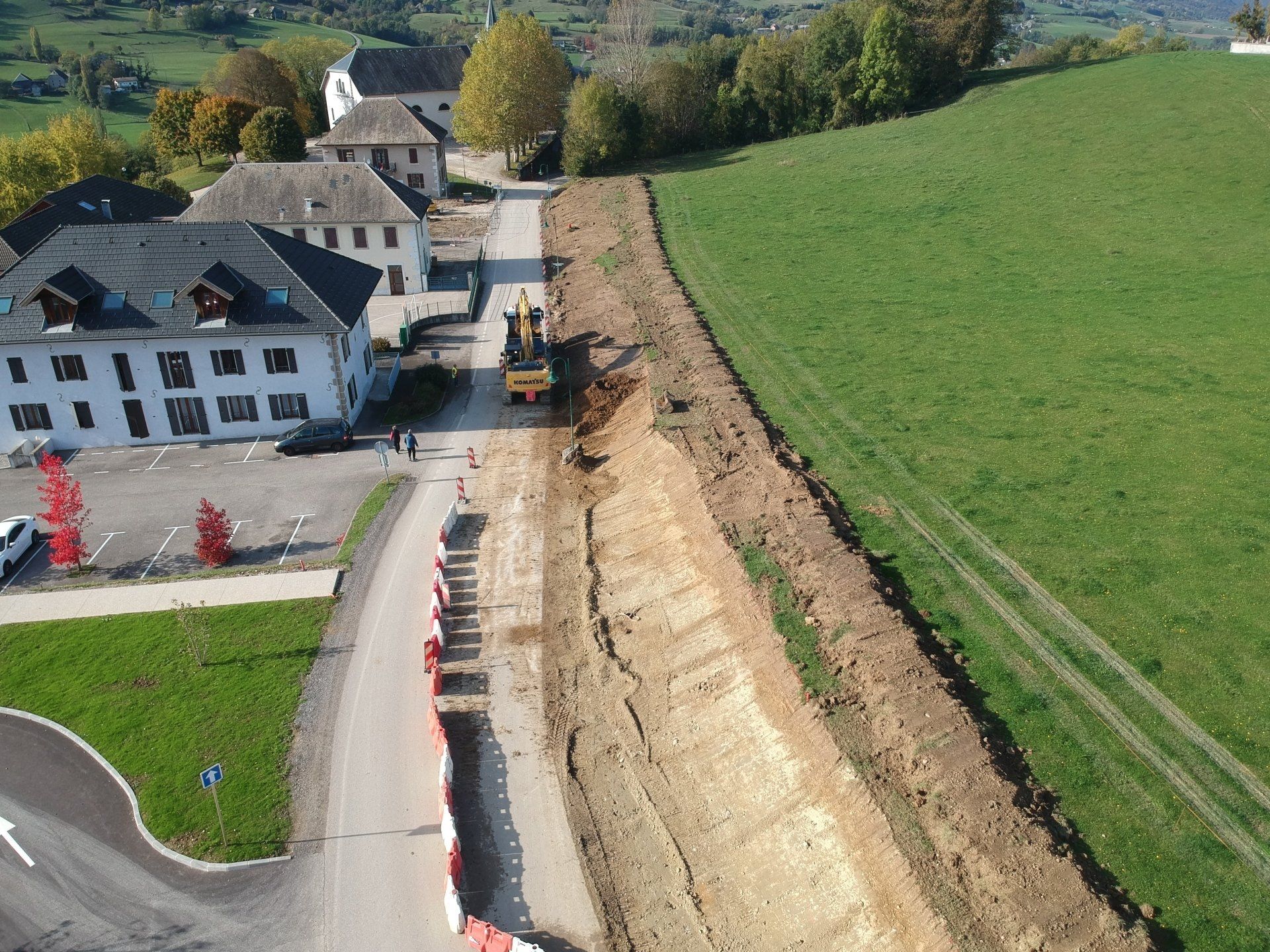 Aménagement de voirie à Moye, début de chantier