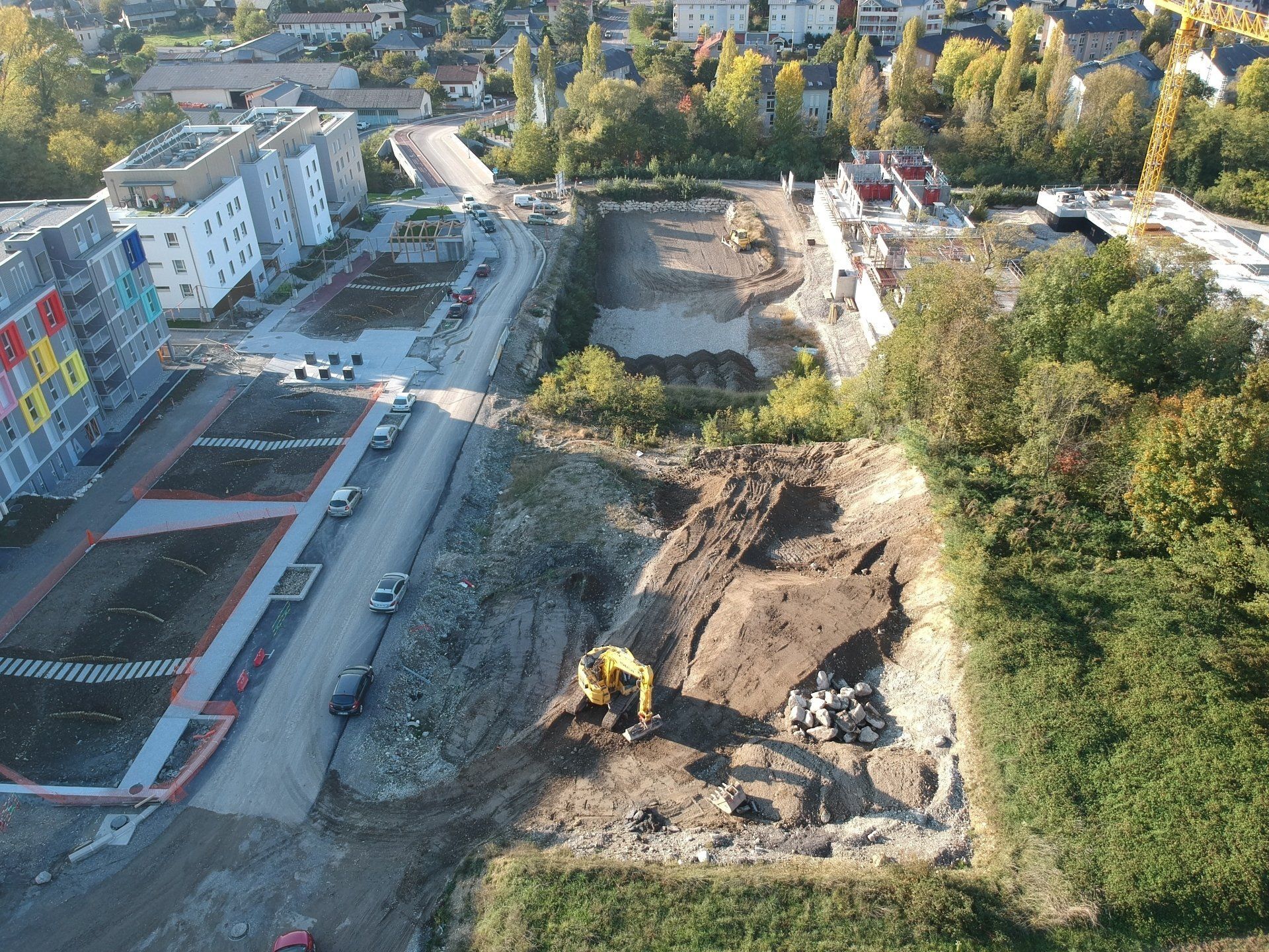 Travaux de terrassement vus du ciel