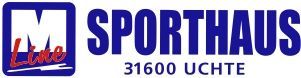 Ein blau-weißes Logo für Sporthaus 3100 Uche