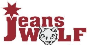 Ein Logo für Jeans Wolf mit einem Wolf darauf
