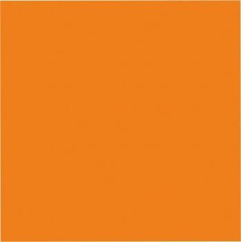 Eine Nahaufnahme eines orangefarbenen Quadrats auf weißem Hintergrund.