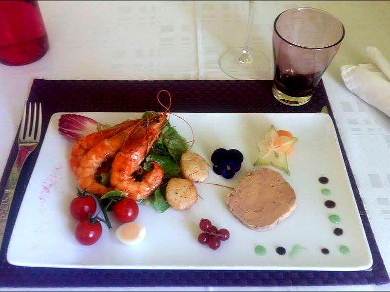 Foie gras et crevettes