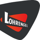 Ein schwarz-rotes Logo für Lohrengel mit einem weißen Buchstaben L