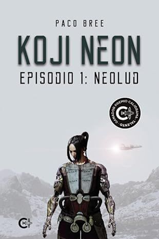 Un hombre con un traje futurista está en la portada de un libro.