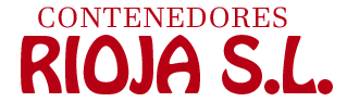 Logotipo con la inscripción “CONTENEDORES RIOJA SL” en texto rojo sobre fondo blanco.