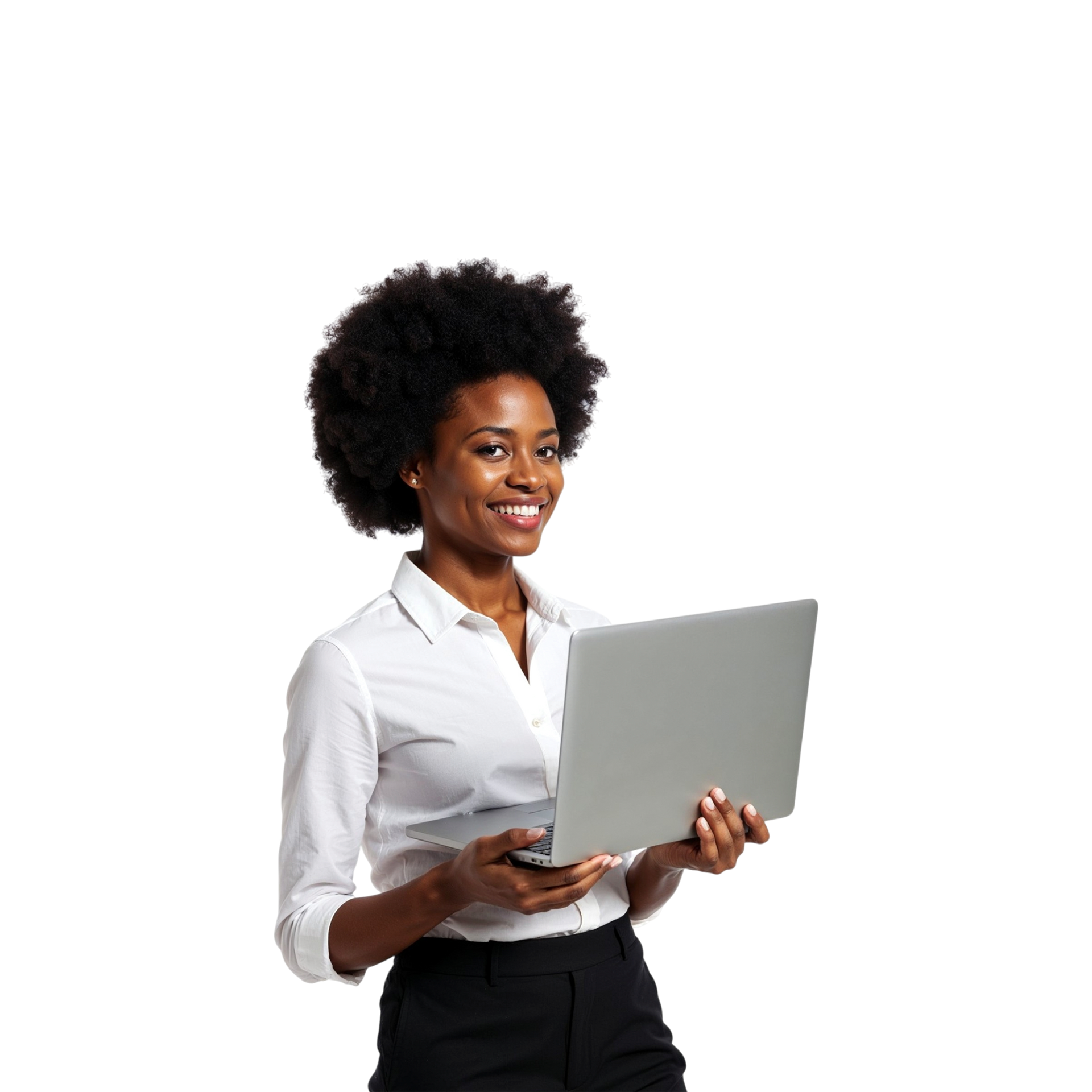 Une femme avec un ordinateur