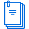 Une icône bleue représentant une pile de feuilles agrafées, symbolisant un document ou un fichier.