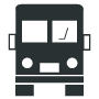 Une icône minimaliste gris foncé représentant la vue de face d'un bus.