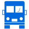 Une icône bleue représentant la vue de face d'un bus.