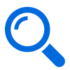 Une icône de loupe bleu vif sur fond blanc.