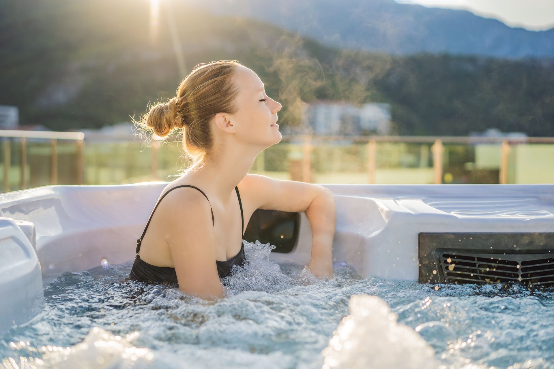 Une personne détendue dans un spa