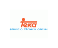 Logotipo de Teka con texto naranja y un punto naranja arriba, texto azul debajo que dice "Servicio Técnico Oficial".