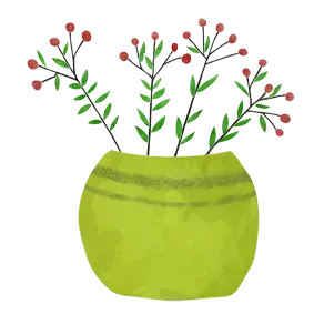 Un jarrón verde con flores sobre un fondo blanco.