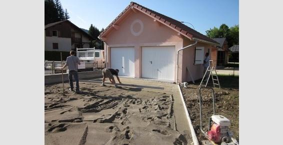 Construction d'un garage - Pose de pavés