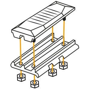 Schéma de fixation de patins type Bolt
