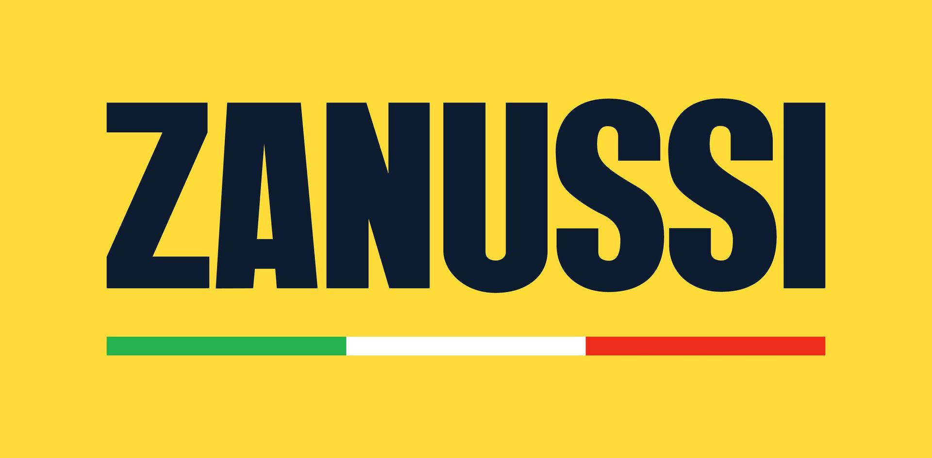 El logotipo de Zanussi está sobre un fondo amarillo.