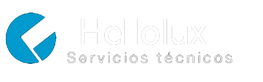 Un logotipo azul y blanco para Halolux Servicios Técnicos.