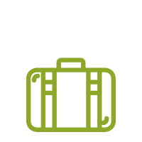 Un icono de maletín verde sobre un fondo blanco.
