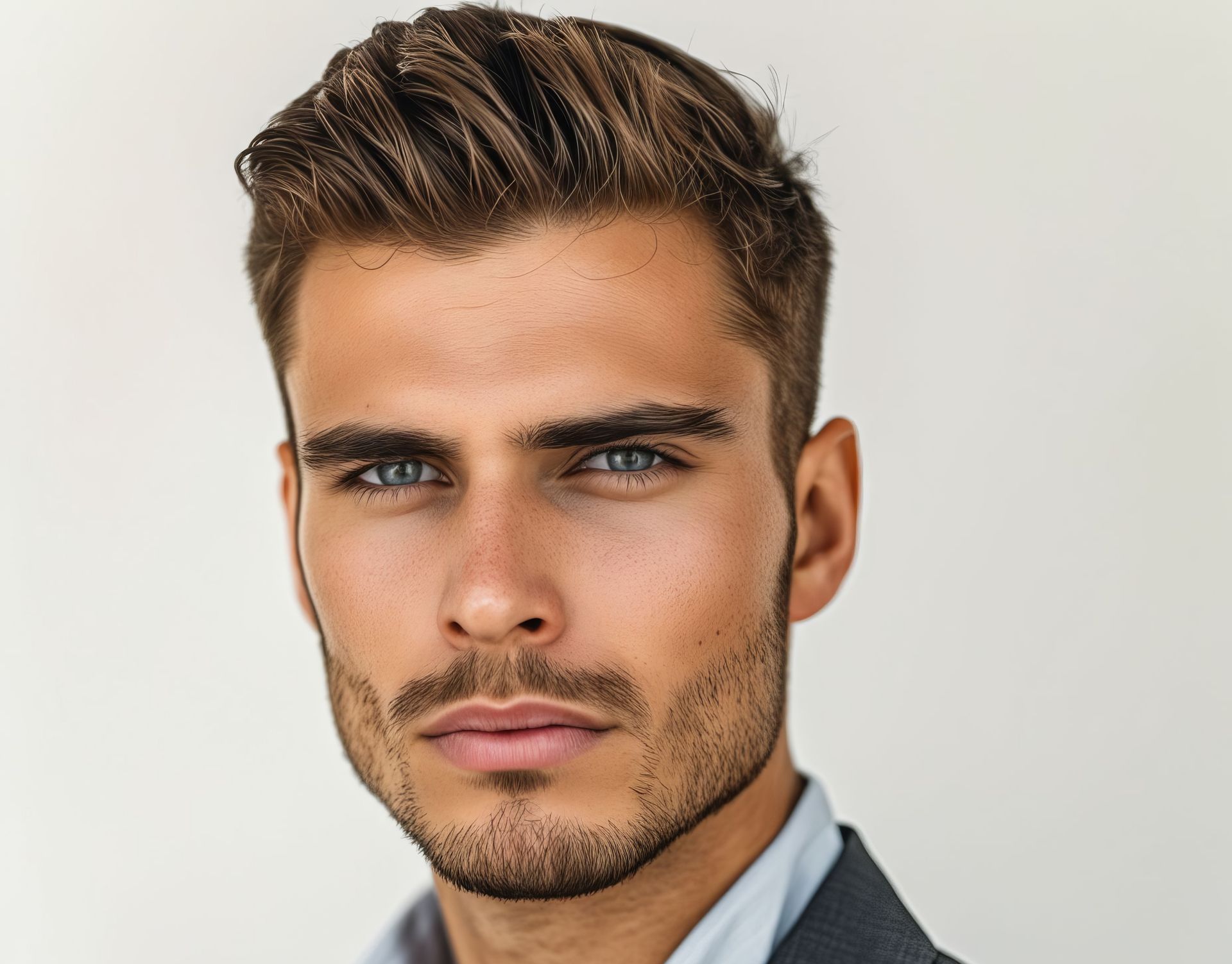 Mann bekommt die Haare geschnitten, dunkeles Foto