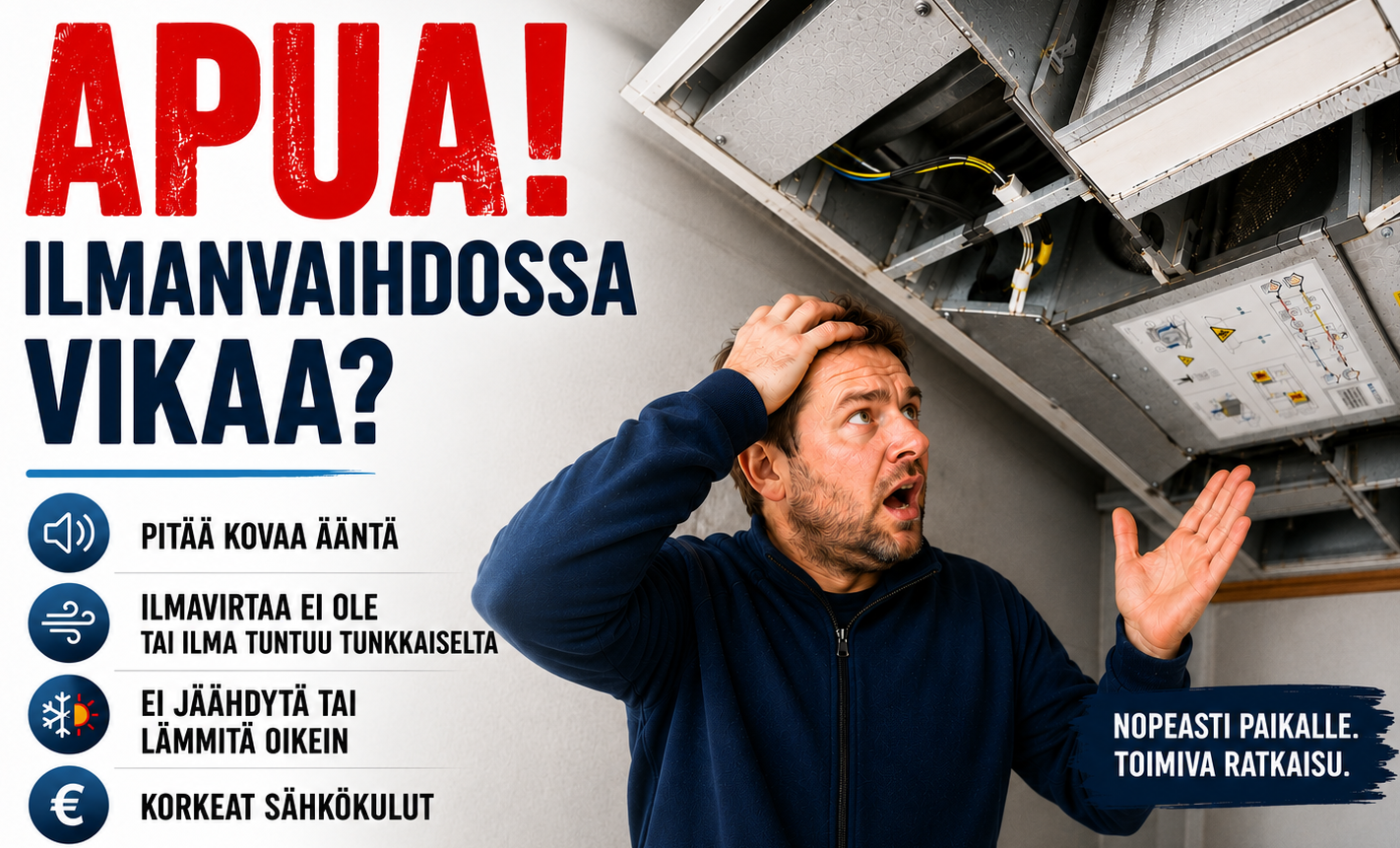 Ilmanvaihtokoneiden vikojen kartoitukset ja korjaustyöt