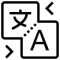 Un icono en blanco y negro de un idioma extranjero.