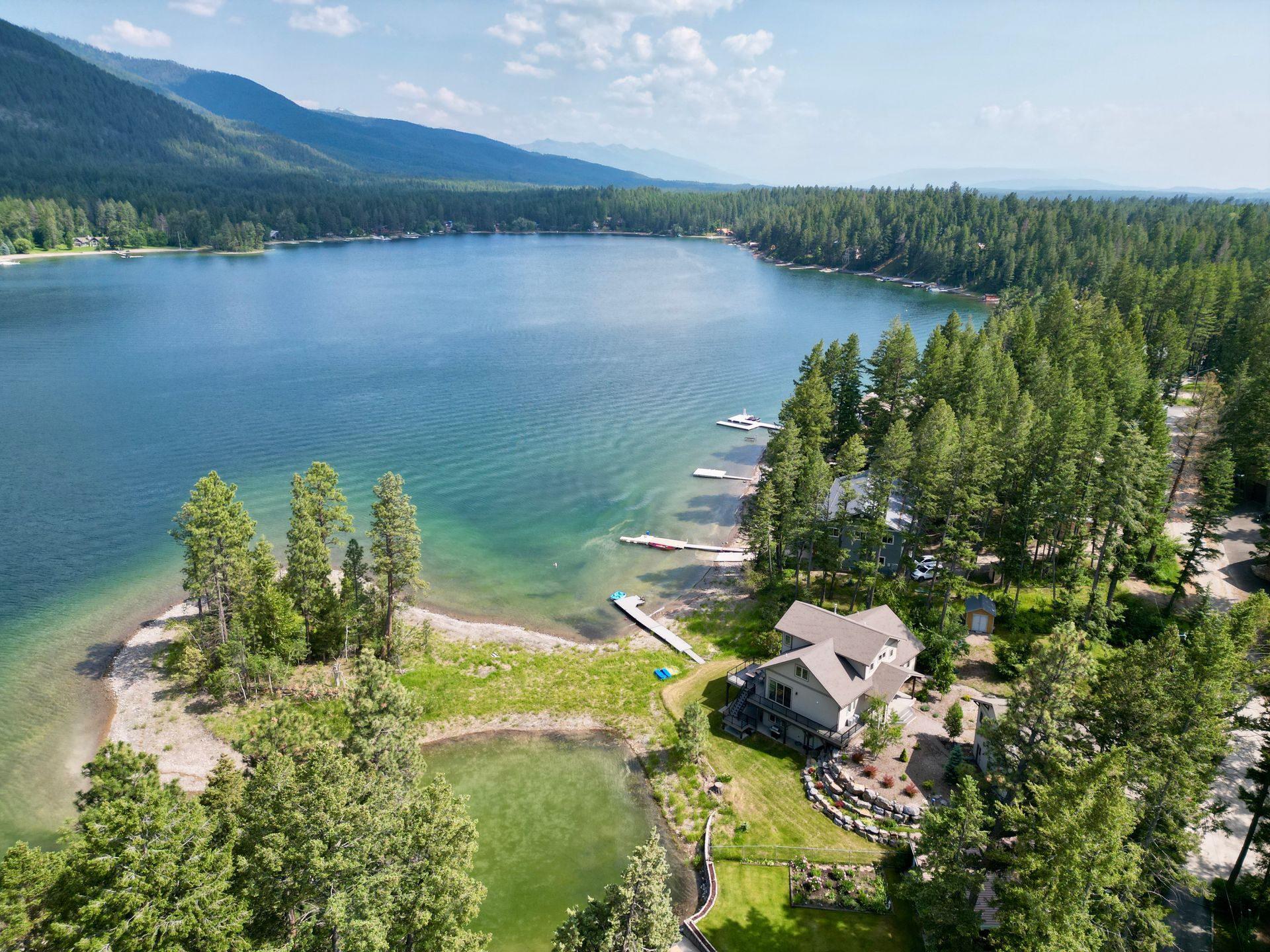 Ashley Lake Waterfront property, Heritage Retreat, great gathering place, Glacier Park, Enjoy Montana Vacation Rentals