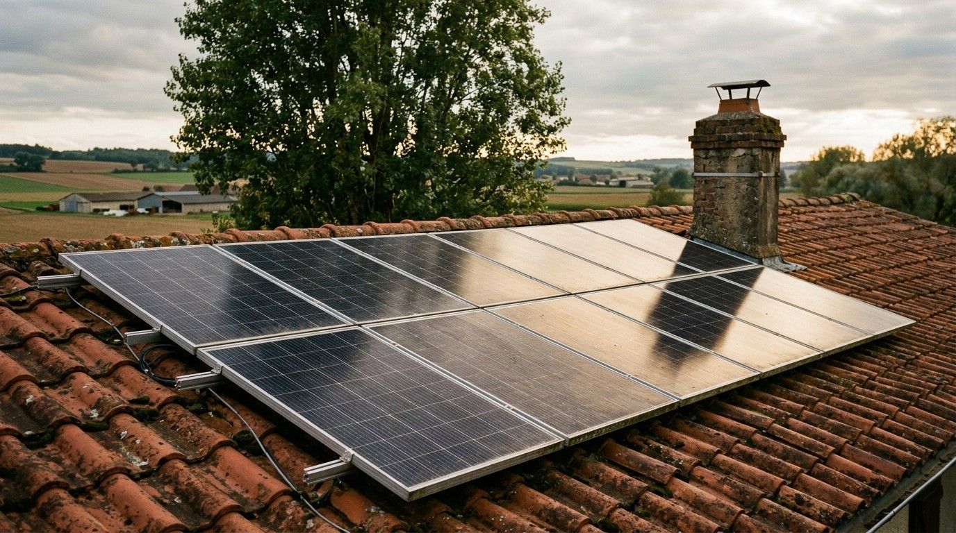 Panneaux solaires sur une toitures en tuile
