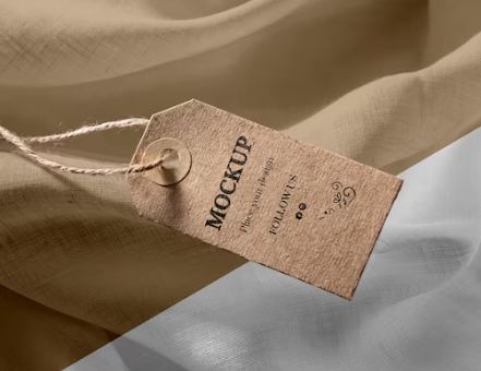 un étiquette à fil marron.