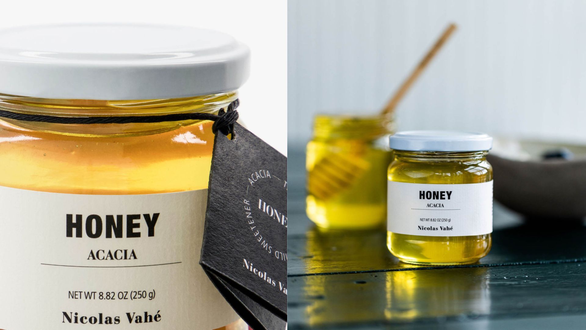 Miel avec étiquette provenant des imprimeries grille