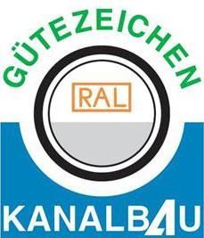 A logo for a company called gutezeichen kanalbau