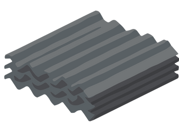 Pile de tuiles grises ondulées.