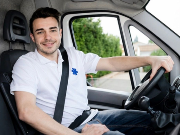Un ambulancier qui conduit