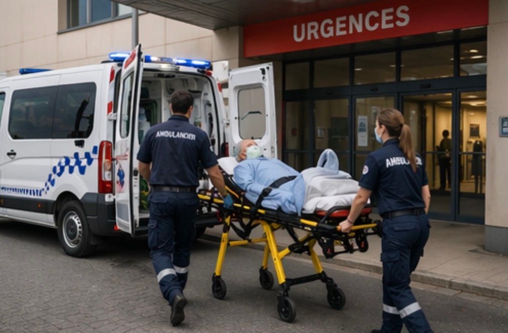 L'intérieur d'une ambulance avec un brancard dedans