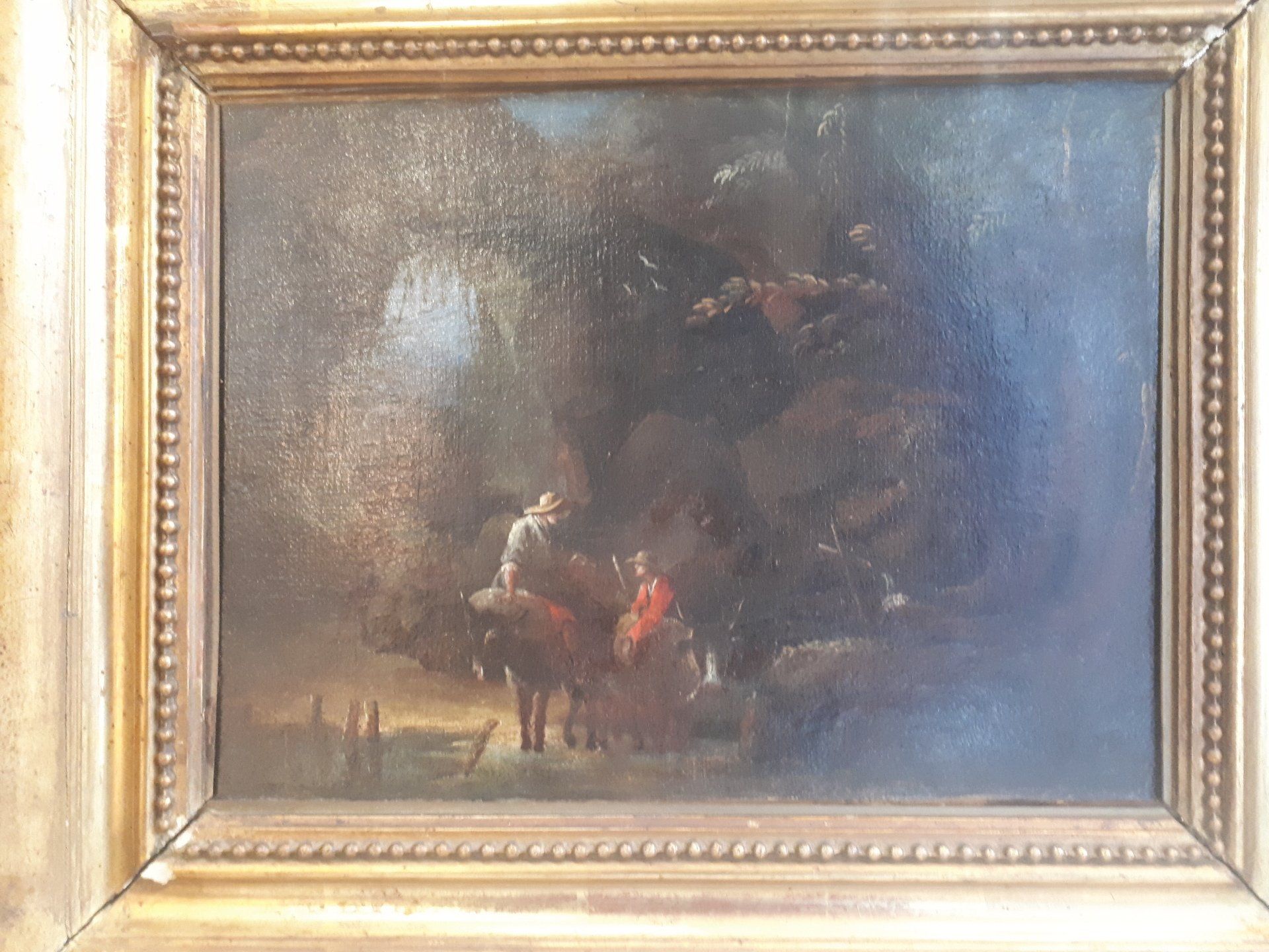 Peinture d'un homme et d'un paysage