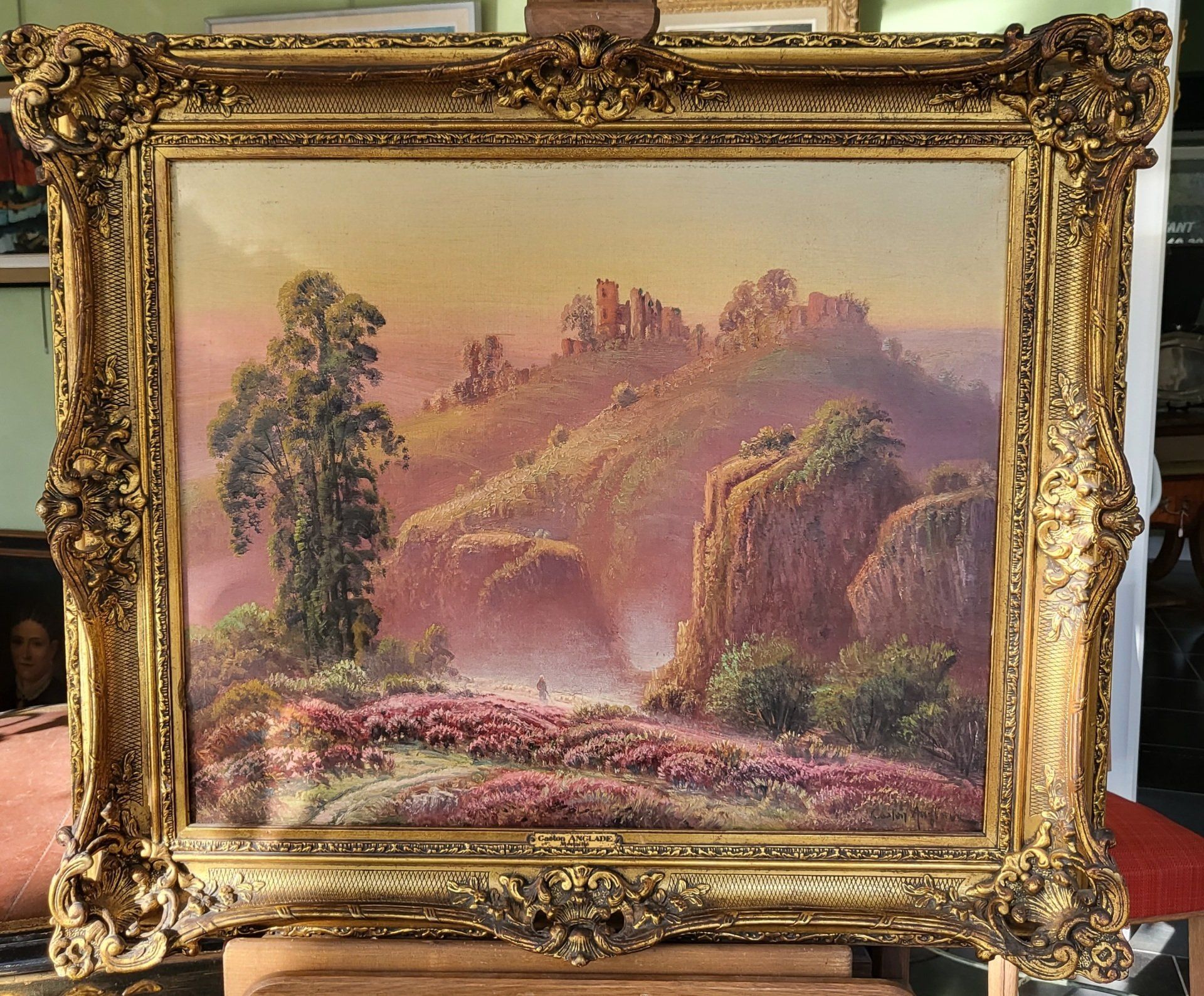 Tableau d'un paysage dans un cadre doré