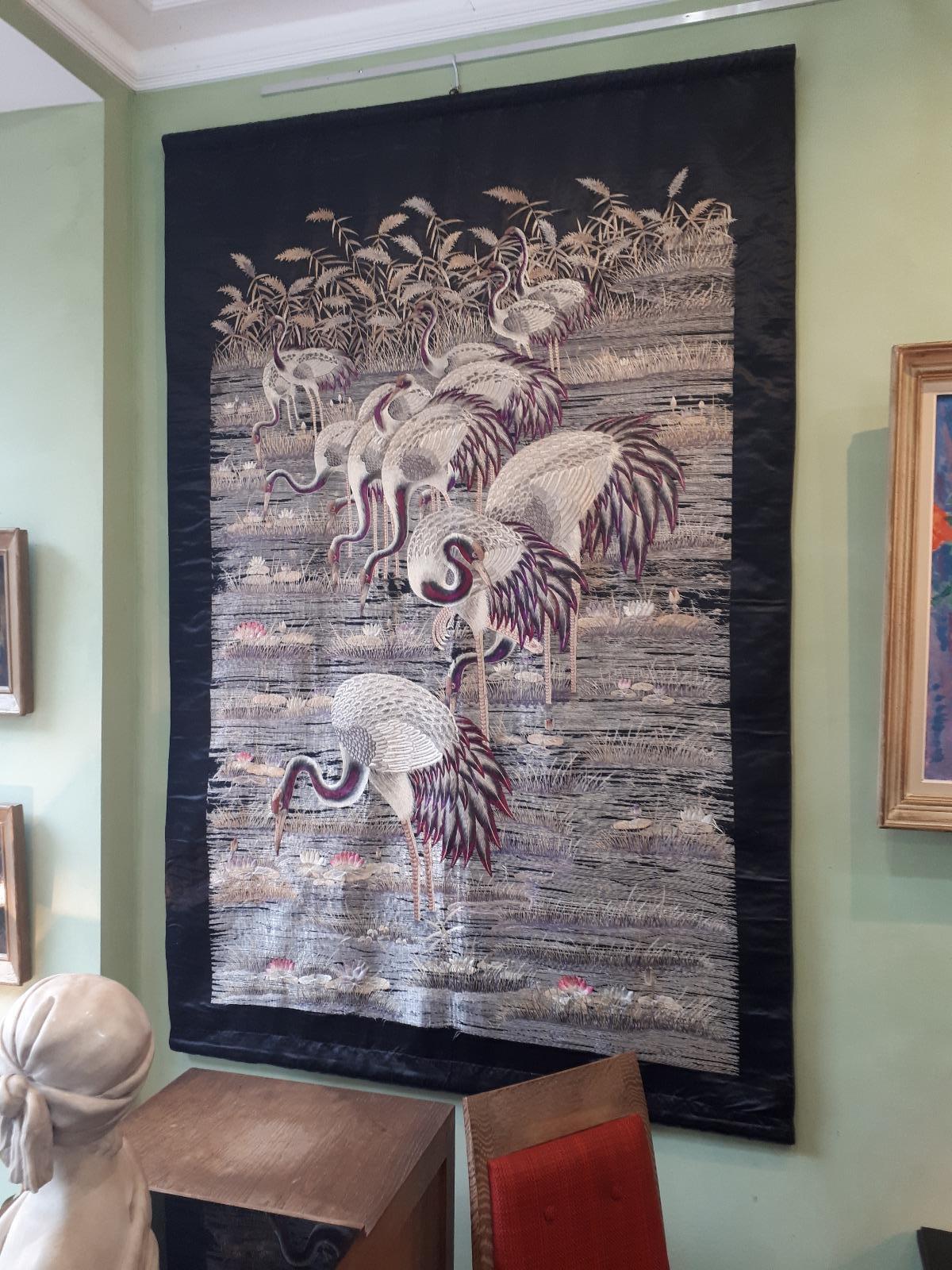 Tapisserie noir avec des oiseaux