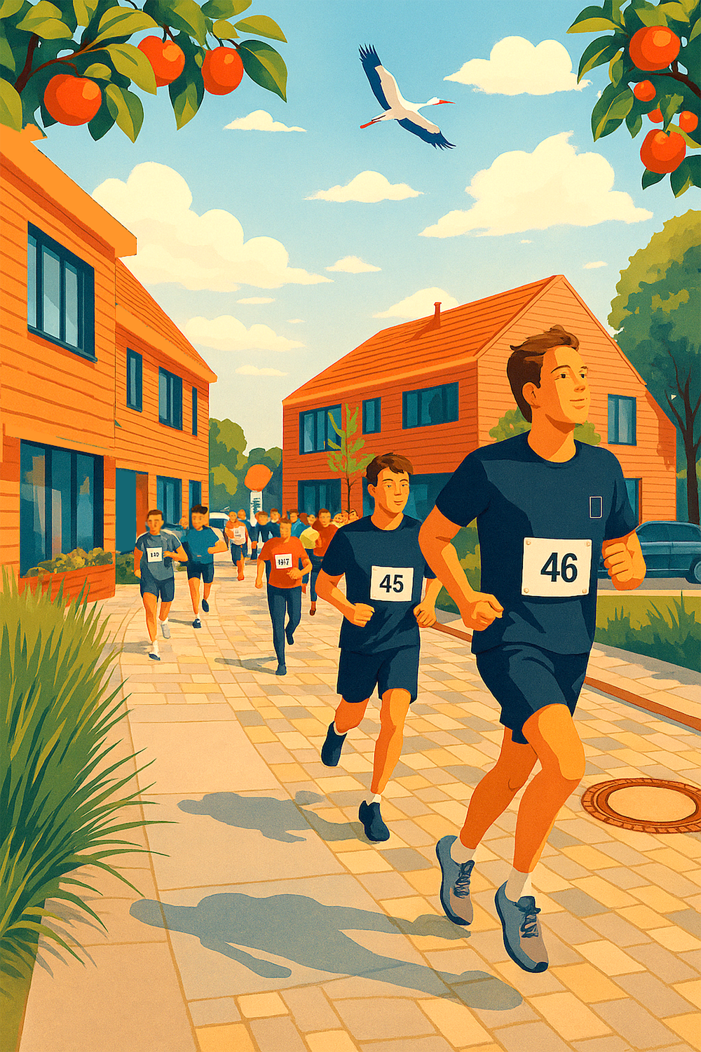 Ein Plakat für einen Kranichlauf mit einem QR-Code