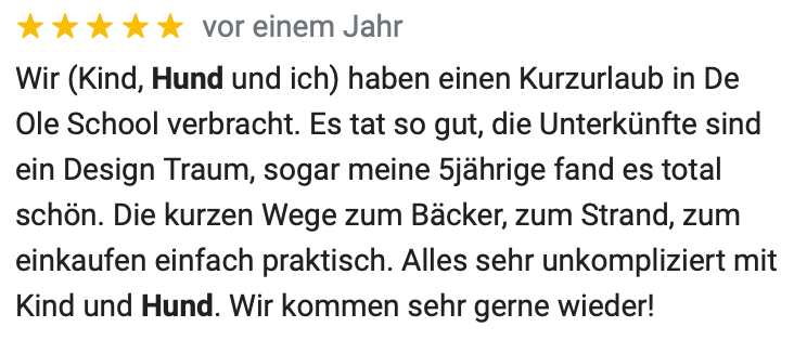 Ein Screenshot einer Rezension in Deutsch