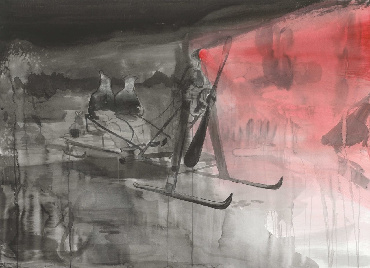 Ein Schwarzweißgemälde