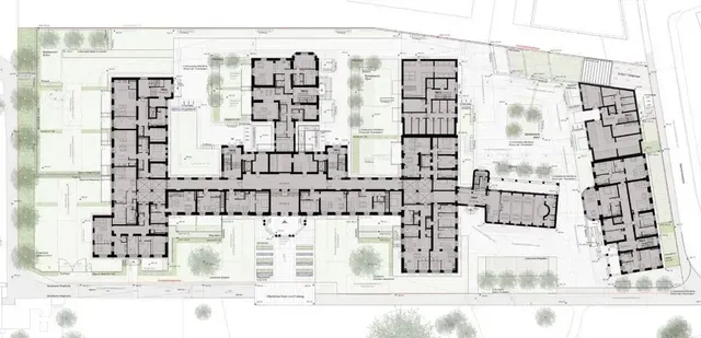 Eine Luftaufnahme eines Grundrisses von Wohnen am Safranberg, Ulm Instone Real Estate