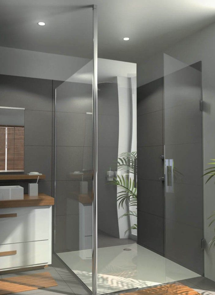 Pare-douche avec poteau d'angle.