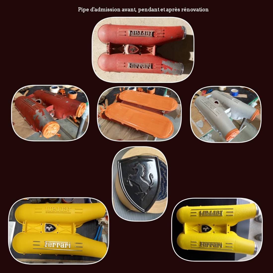 Assortiment de tuyaux de formes et de couleurs variées, probablement pour des systèmes d'admission et de ventilation.