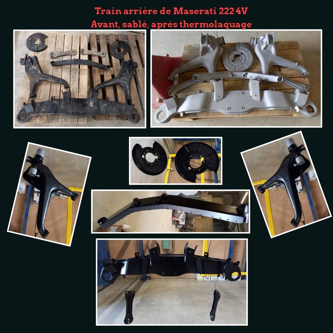 Ensemble de pièces de train arrière Maserati rénovées.