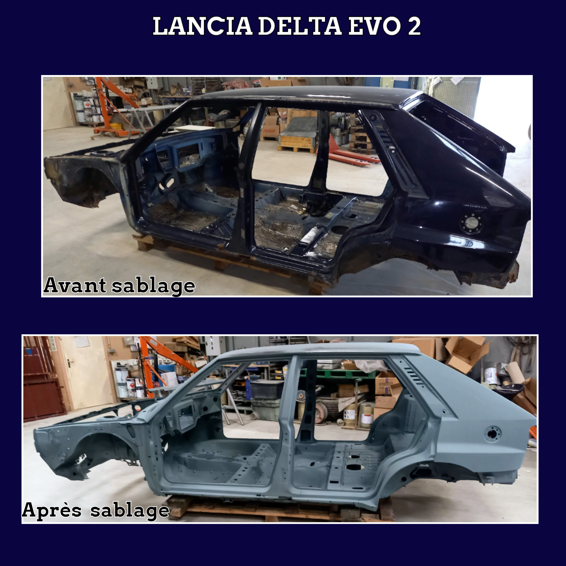Carrosserie avant et après sablage