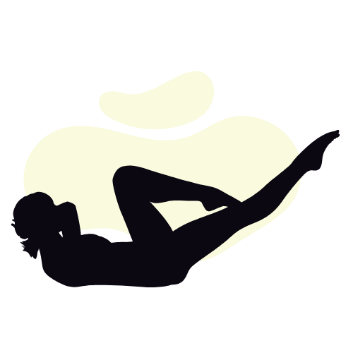 Una silueta de una mujer haciendo ejercicios en el suelo.