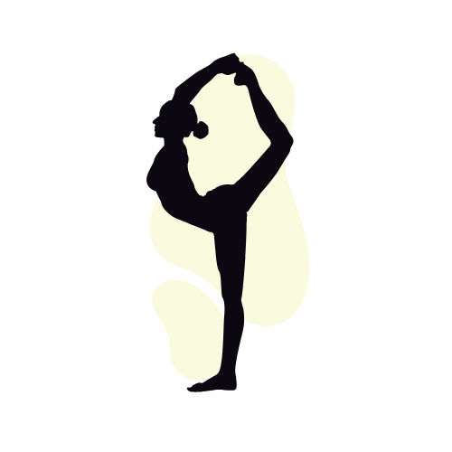 Una silueta de una mujer haciendo una pose de yoga sobre un fondo blanco.