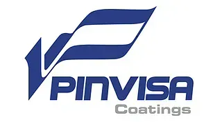 Un logotipo azul y blanco para los recubrimientos Pinvisa.